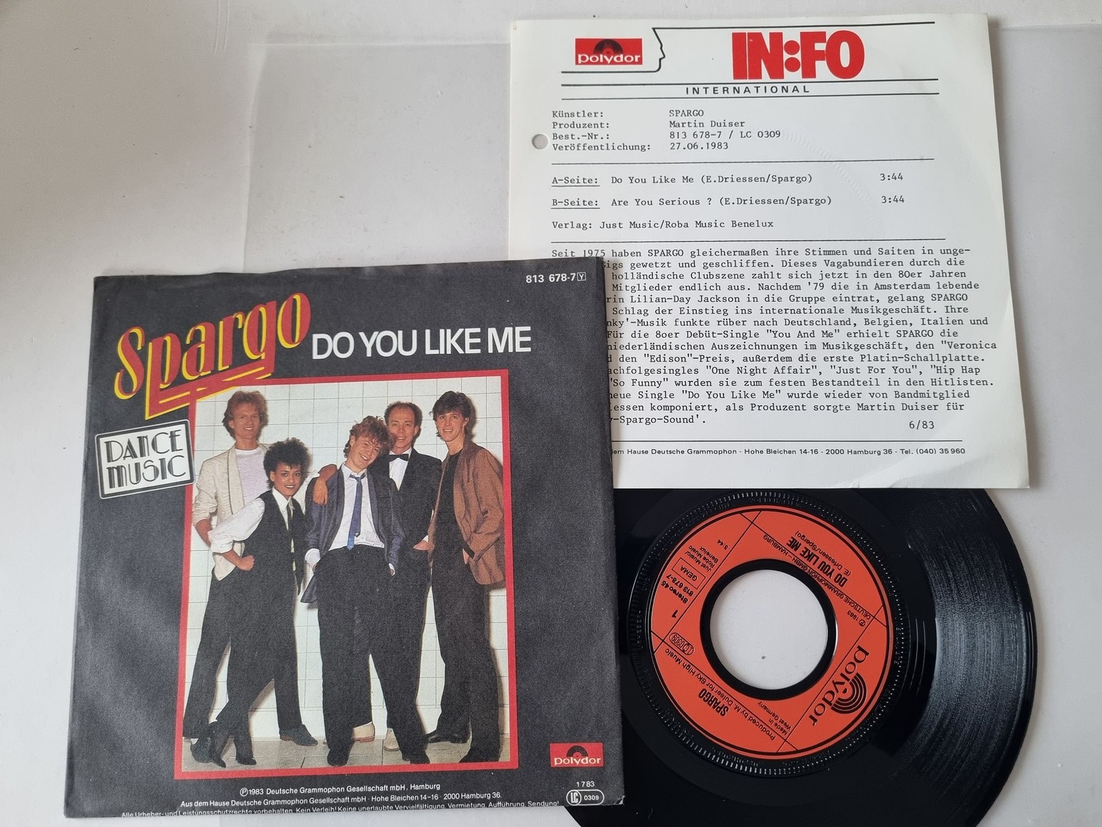 Spargo - Do You Like Me 7'' Vinyl Germany WITH PROMO FACTS