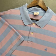 Brooks Brothers Polo Shirt Original Fit XXL Blue Pink Stripe Short Sleeve Cotton