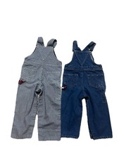 2 Set Of Vintage Tommy Hilfiger Flag Kids Denim Carpenter Overalls Size 2T