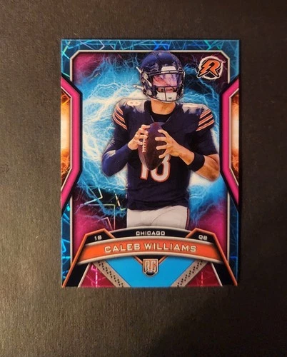 2024 Topps Resurgence Caleb Williams #117 Sky Blue & Pink Shock Refractor (RC)