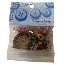 Dress It Up Believe In Fairies Buttons - 3D Fairy  Houses Mushrooms Signs 041