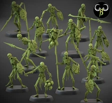 Flesh Skeleton Spearmen X10 28mm Fantasy Undead Vampire Monsters