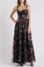 LULUS Black Maelyn Lace-Up Corset Maxi Cocktail Dress Small