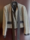 Zara Women Black & White Tweed Pattern Bow Button Short Lined Jacket Size M — photo 7