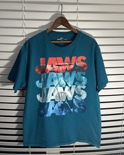 Jaws Universal Studios Teal Blue Promo Movie T-shirt Large