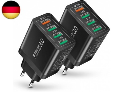 2-Pack USB Ladegerät Mehrfach, Quick Charge 3.0 schnellladegerät, 4-Port Multi U