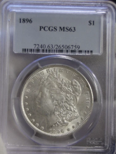 1896 US Morgan Silver Dollar $1 PCGS MS63