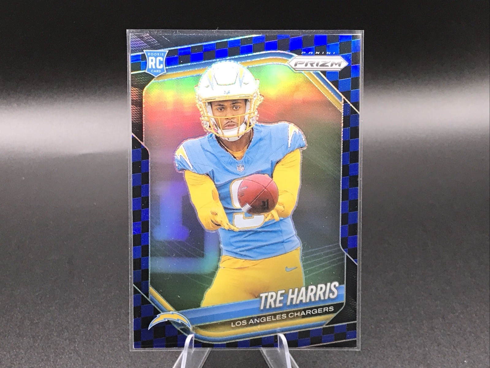 2025 Panini Prizm - Rookies Tre Harris #371 Black & Blue Checker Prizm (RC)