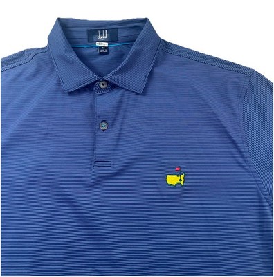 Dunhill Links Masters Augusta Logo Golf Club Blue Stripe Performance Polo Medium