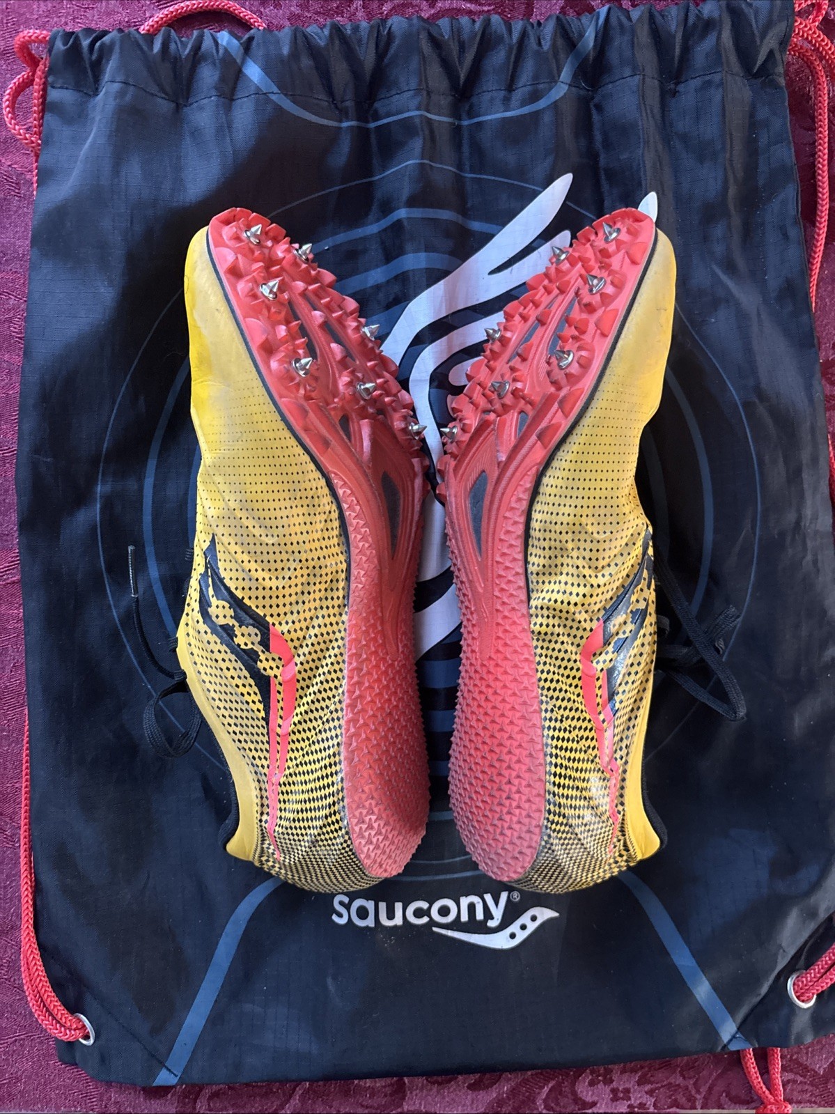 Saucony Spitfire Track & Field Shoes-Women’s 8.5 Gold/Black w/Bag, Spikes & Tool thumbnail 2