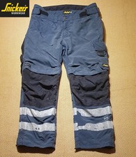 Snickers Men Navy Warm Insulated Cargo Work Trousers W38 L30 Winter Safety Pants