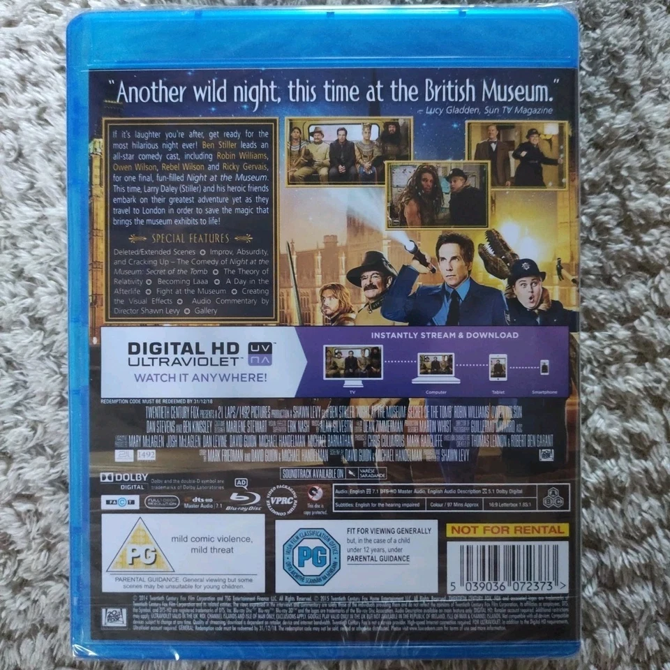 Night At The Museum 3 - Secret Of The Tomb (Blu-ray, 2015) ❤️ Rare New Sealed - Image 2 of 3
