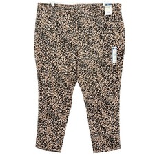 Terra  Sky Womens Straight Stretch Brown Black Leopard Denim Jeans Plus 24W NWT