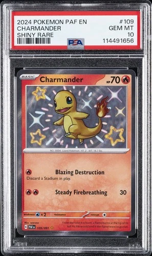 2024 POKEMON PAF EN-PALDEAN FATES SHINY RARE #109 CHARMANDER PSA 10