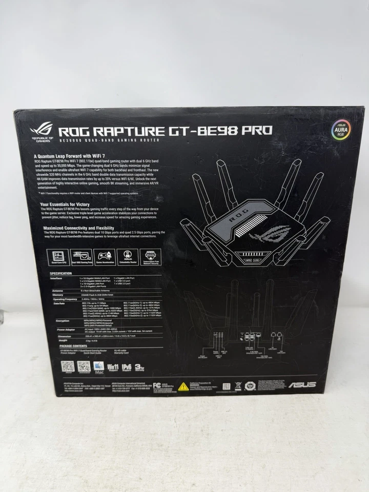 ASUS ROG Rapture GT-BE98 Pro BE30000 Quad-Band WiFi 7 Gaming Router - Image 3 of 4