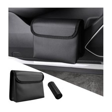 Car Trash Can, Magnetic Leather Vehicle Hanging Dustbin Container with Lid,