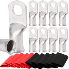 10pcs 1/0 Awg-3/8 Ring Marine Grade Copper Wire Lugs,with 3:1 Heat Shrink Tub...
