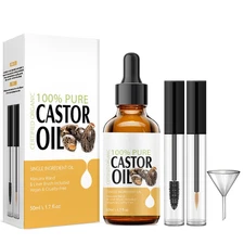 Castor Oil for Eyelashes and Eyebrows, Eyelash Castor Oil Growth Serum with Masc