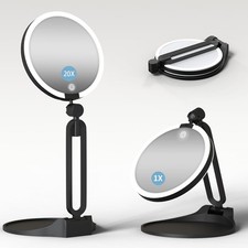 Magnifying Mirror with Light 20X/1X, Double Sided Travel Makeup Mirror