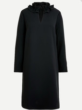 J. Crew Ruffleneck Long Sleeve Shift Dress In Black Size 0 Classic