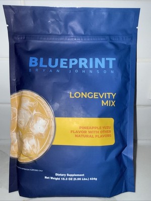 Blueprint Bryan Johnson Longevity Mix 30 Servings 15.3oz Pineapple Yuzu Flavor