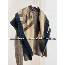 Sallys 70% Cashmere & 30% Silk Scarf Horse Print Double Face Square Shawl 110cm