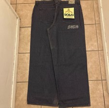 vintage y2k baggy wide leg sand blue gray denim solo semore jeans jeans size 44