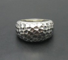 Anello in vero argento sterling martellato punzonato massiccio 925 fatto a mano