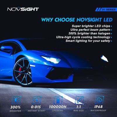 NOVSIGHT H11 H8 LED Headlight Bulbs Kit Low Beam 8000LM 6500K