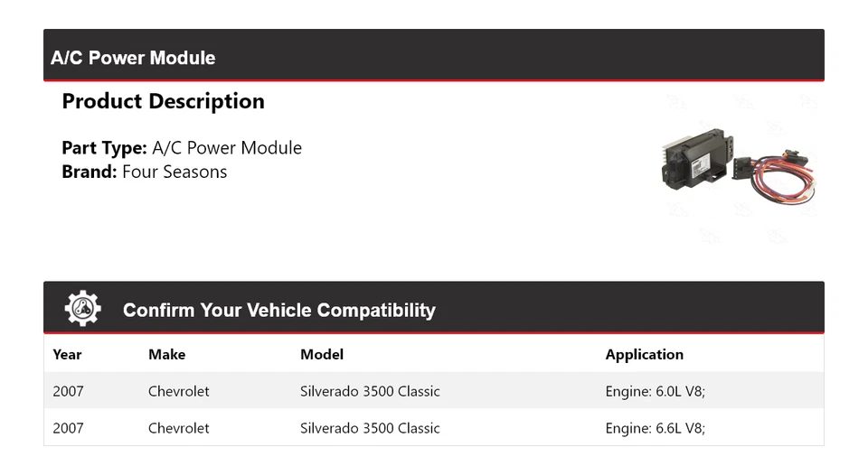 Chevrolet Silverado 3500 2007 clásico módulo de alimentación de aire acondicionado 4 estaciones Foto 2 de 4