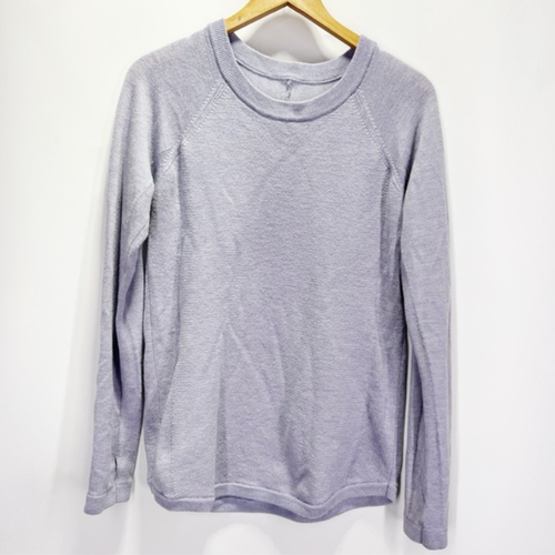 Lululemon Size 8 Sit In Lotus Heathered Lilac Crew Neck Merino Wool Sweater Knit