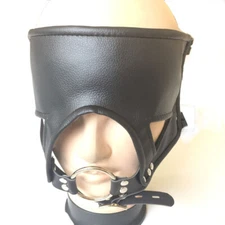 Head Harness Mask with Open Mouth Gag O-Ring Oral Shackle Bondage Restraint BDSM