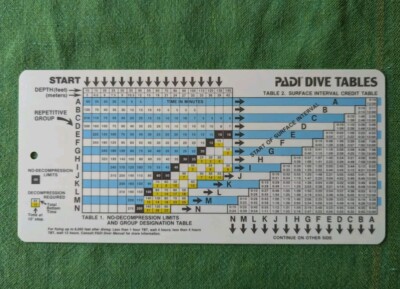 PADI DIVE TABLES - 1983 Plastic Waterproof - Free Shipping | eBay