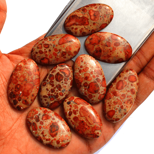 9 Pcs Natural Asteroid Jasper Top Grade 33mm-39mm Oval Cabochon Loose Gemstones - Picture 5 of 11