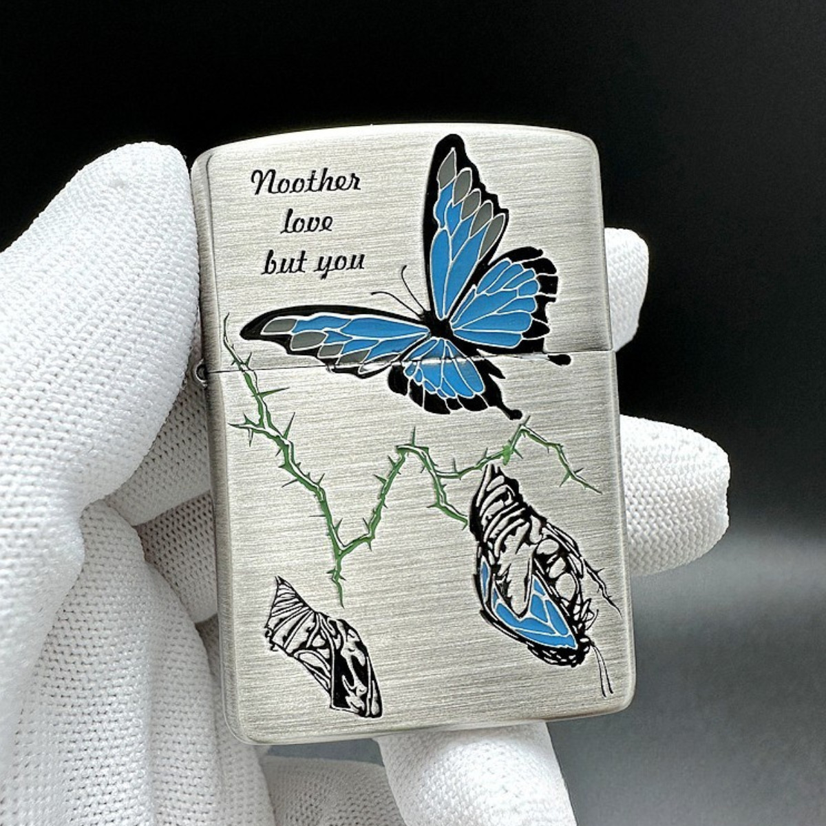 Smoked Silver Love Quote Engraved