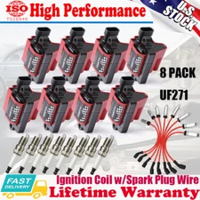 DG581 UF271 Square Ignition Coil +Wire + Spark Plug for Chevy GMC 4.8/5.3/6.0L