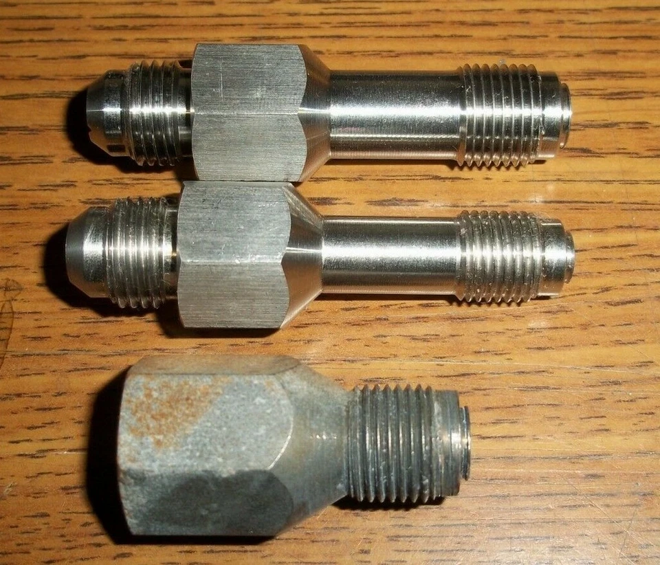 custom made 5/8" longer Stainless steel TBI fuel fittings with AN-6 line ends - Image 3 of 4