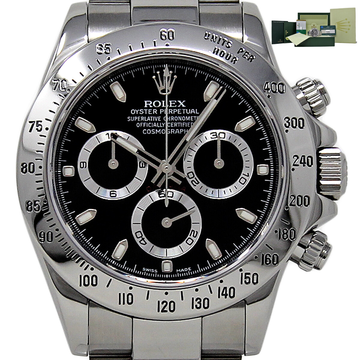 Rolex Daytona 116520 40mm Steel Black Dial 2009 Full Set Box Papers Warranty