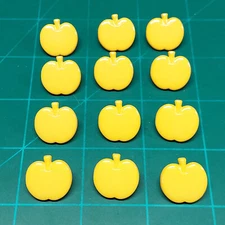 Vtg Dill Buttons Apples 12 ct. Yellow Fruit 18mm Shank Plastic Children's Sewing