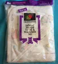 Vintage fruit of the loom.Infants hooded towel & wash cloth set.Made in USA. New