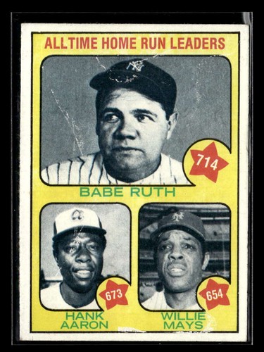 1973 Topps All-Time Home Run Leaders Ruth/Aaron/Mays #1 Low Grade Y5502