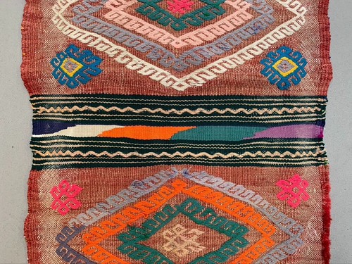 Vintage Turkish Mini Kilim 80x48 cm Wool Small Kelim Runner, shabby Chic - Picture 4 of 6