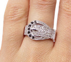 925 Silver  Sapphire & White Cubic Zirconia Belt Style Band Ring Sz 7  RG3431 — photo 1