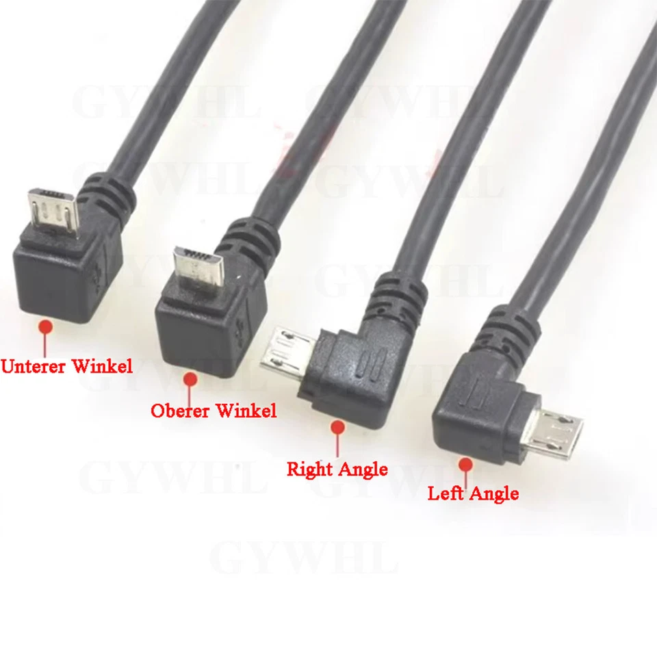USB 2.0 A Stecker USB Micro B Stecker 90 Grad Winkel Kabel Ladekabel Datenkabel - Bild 4 von 4
