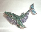 Brooch & Pendant w/ Necklace Too New Silvertone Multicolored Crystals Whale Pin