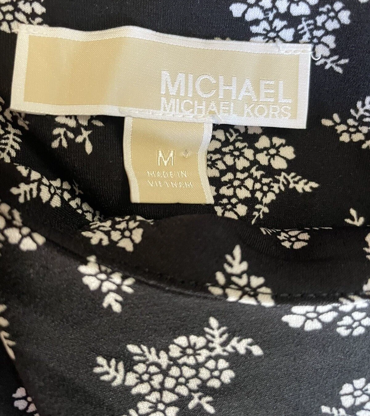 ABITO TUBINO MICHAEL KORS medio NERO BIANCO STAMPA FLOREALE ELASTICIZZATO MANICA 3 4