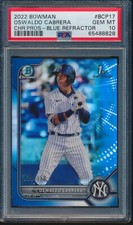 PSA 10 OSWALDO CABRERA 1st 2022 Bowman Chrome BLUE REFRACTOR #/150 RC GEM MINT