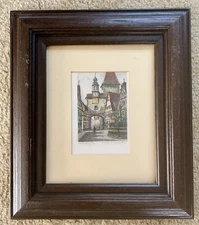 Rothenburg Ernst Geissendorfer Colored Etching Print, Signed, Framed, 13” x 15”
