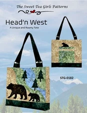Head'n West Tote Bag Pattern 18 x 14 x 3" Bear Applique STG-018/2