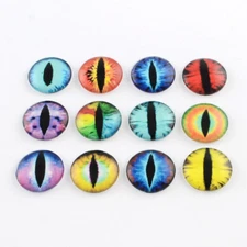 10 Eye Cabochons Dragon Eye Flatback 10mm Cabochons Round Glass Flat Backs Domed